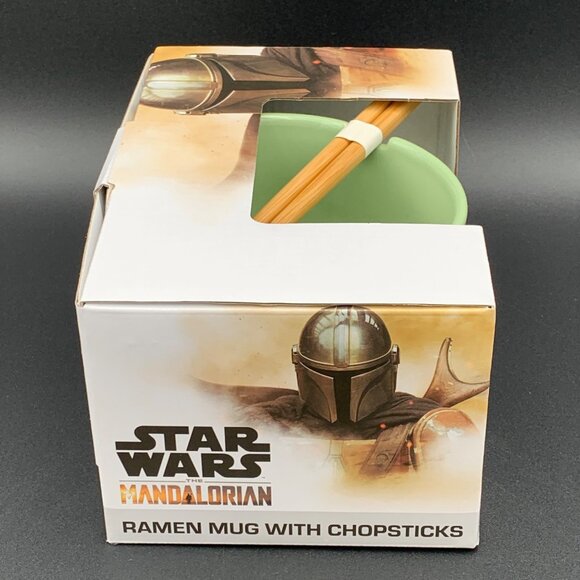 Star Wars Mandalorian Ramen Mug Chopsticks Hungry Baby Yoda Design 24oz - Picture 3 of 4